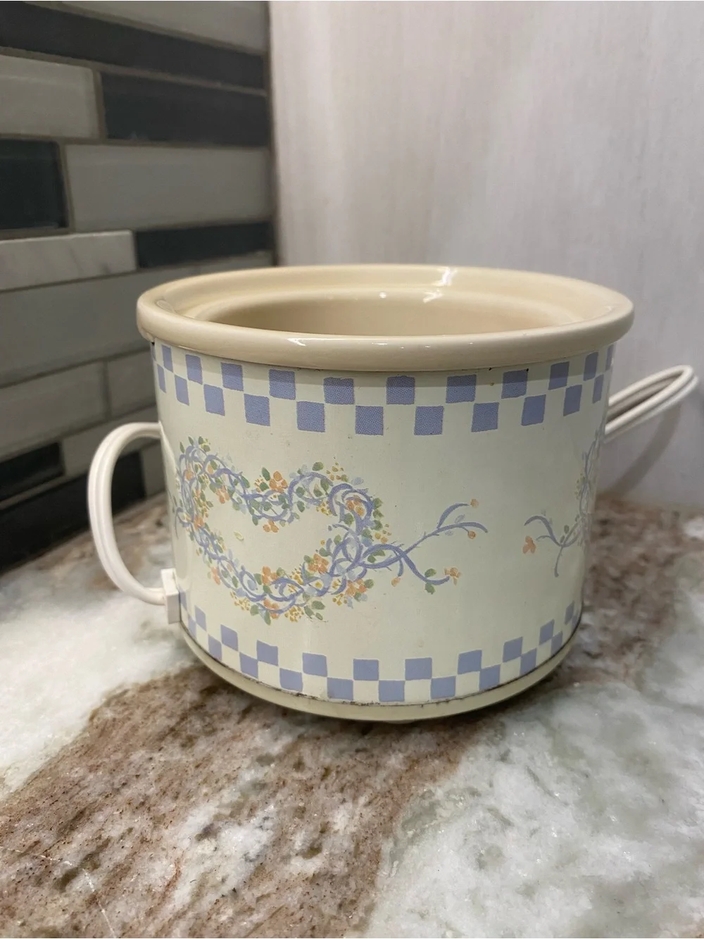 VTG 1988 Rival Potpourri Simmer Crock Pot 3206 Blue Heart